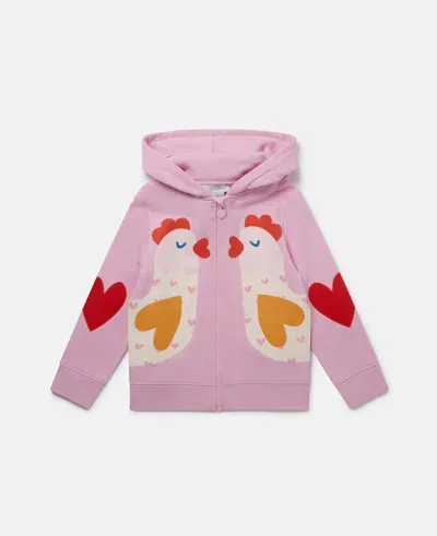 Stella Mccartney Chicken Graphic Zipper Sweatshirt In Pink