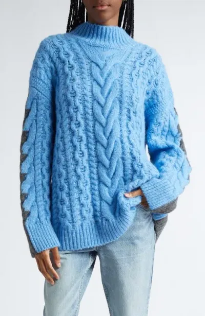 Stella Mccartney Colorblocked Cable Knit Sweater In Multicolor