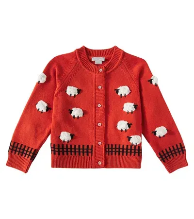 Stella Mccartney Kids' Cotton And Wool Cardigan In Red