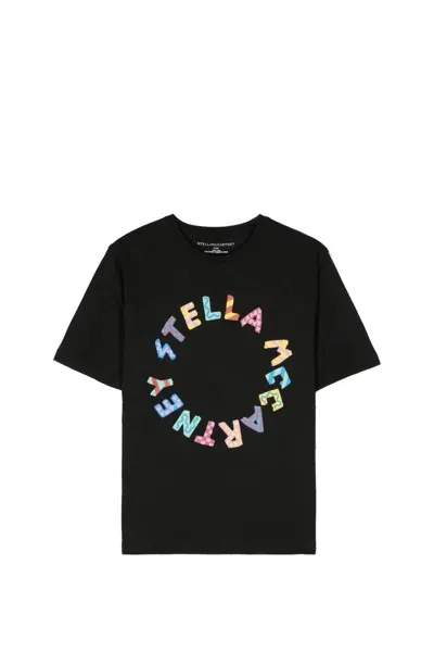 Stella Mccartney Kids' Logo-print Cotton T-shirt In Black