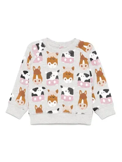 Stella Mccartney Babies' Cow-print Sweatshirt In Grey