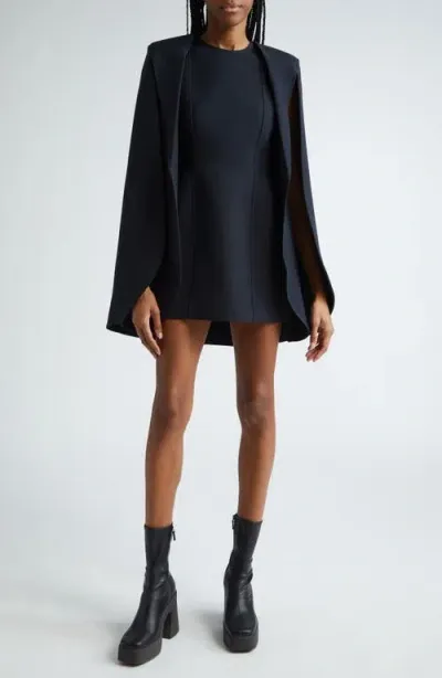 Stella Mccartney Crepe Cape Dress In 1000 - Black