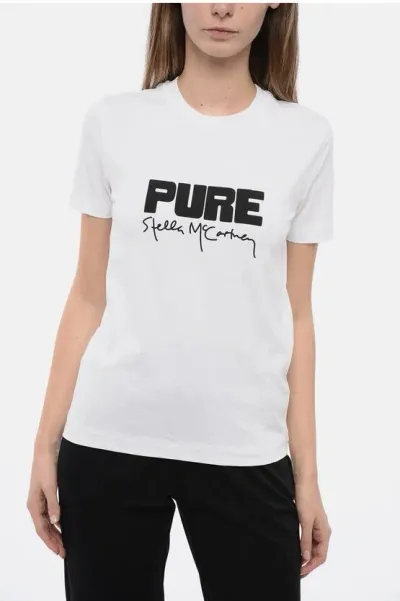 Stella Mccartney Crew Neck Pure Recycled Cotton T-shirt In White