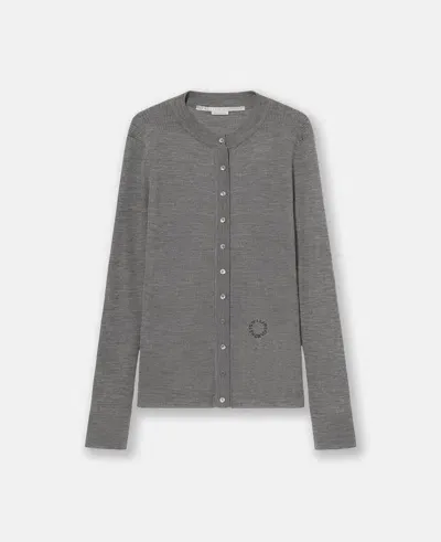 Stella Mccartney Crewneck Long-sleeve Cardigan In Smoke Gray