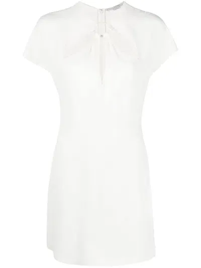 Stella Mccartney Cut-out Short-sleeve Minidress In Neutrals