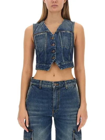 Stella Mccartney Denim Vest In Blue