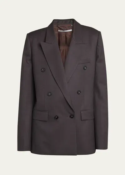 Stella Mccartney Double Breasted Wool Blazer In Brown