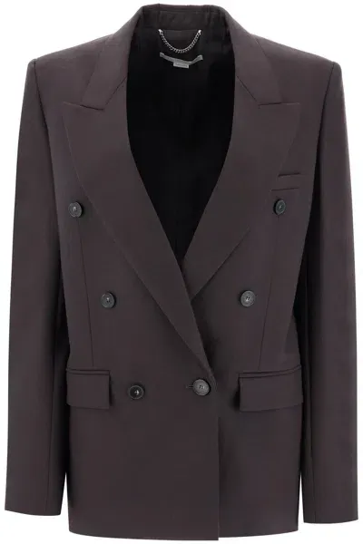 Stella Mccartney Double-breasted Wool Blazer In Brown