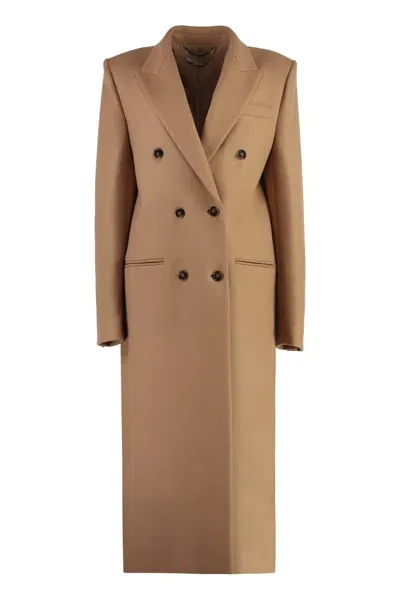 Stella Mccartney Double-breasted Wool Coat In Camel