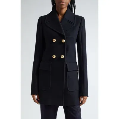 Stella Mccartney Double Breasted Wool Peacoat In 4101 - Ink