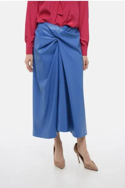 Stella Mccartney Eco-leather Skirt With Gathered Detail In Blue