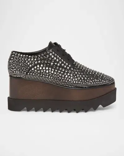 Stella Mccartney Elyse Crystal Alter Suede Platform Sneaker Loafers In Smoke