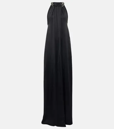 Stella Mccartney Embroidered Halterneck Gown In Black