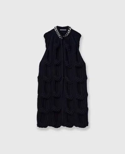 Stella Mccartney Falabella Chain Cable-knit Cape In Navy