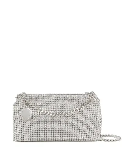 Stella Mccartney Falabella Crystal-embellished Shoulder Bag In Silver