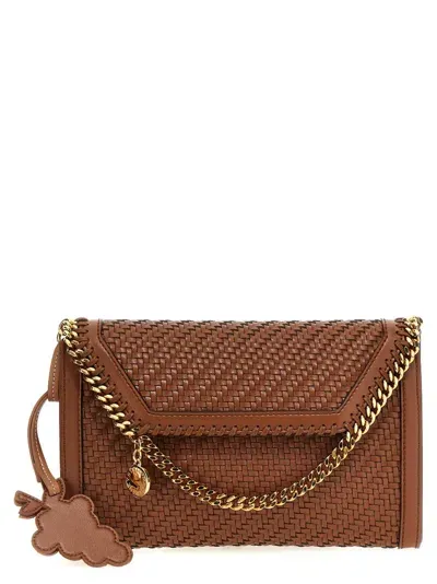 Stella Mccartney Falabella Interwoven Chained Shoulder Bag In Brown