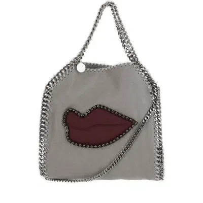 Stella Mccartney Falabella Lips Embellished Mini Tote Bag In Grey