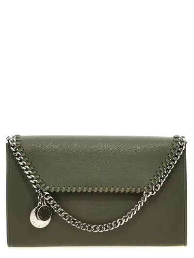 Stella Mccartney Falabella Logo Charm Chain Linked Shoulder Bag In Green