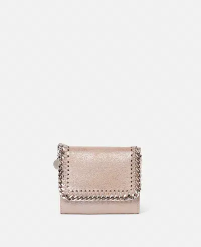 Stella Mccartney Falabella Small Flap Pearlescent Wallet In Pink Pearl