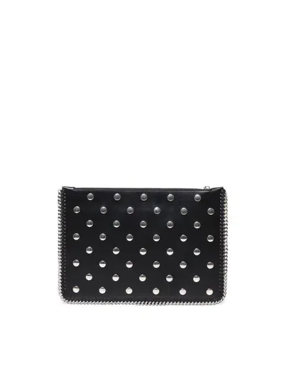 Stella Mccartney Falabella Studded Zippered Pouch Bag In Black