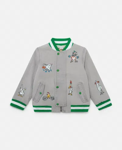 Stella Mccartney Farmyard Appliqué Bomber Jacket In Grey