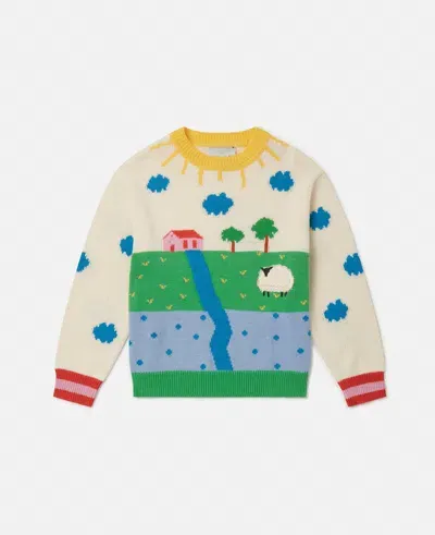 Stella Mccartney Cotton & Wool Knit Intarsia Sweater In Multicolor