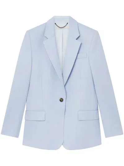 Stella Mccartney Wool Flannel Slim Fit Boyfriend Blazer In Blue