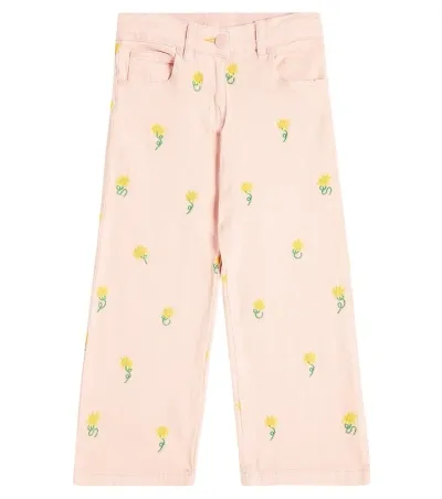 Stella Mccartney Kids' Floral Cotton Pants In Pink