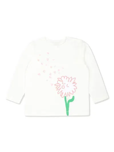 Stella Mccartney Babies' Floral-print Long-sleeve T-shirt In White