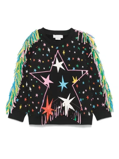 Stella Mccartney Kids' Fringe-detail Sweatshirt In Black