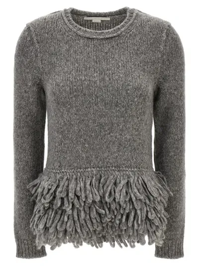 Stella Mccartney Fringed Sweater In Grey