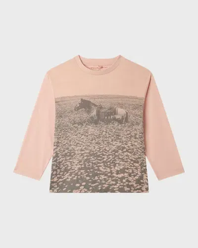 Stella Mccartney Kids' Girl's Horse-print T-shirt In Pink