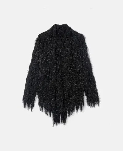 Stella Mccartney Glitter Tassel Shirt In Black Glitter