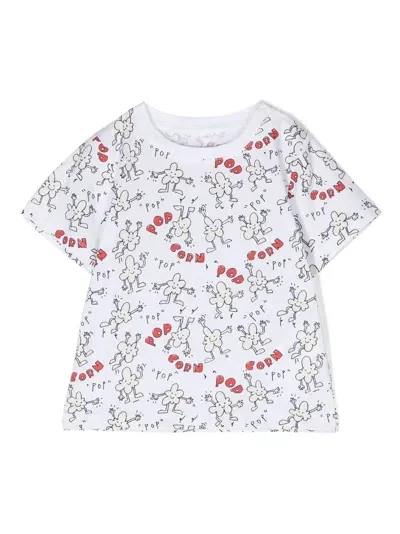 Stella Mccartney Babies' Graphic Organic-cotton T-shirt In Weiss