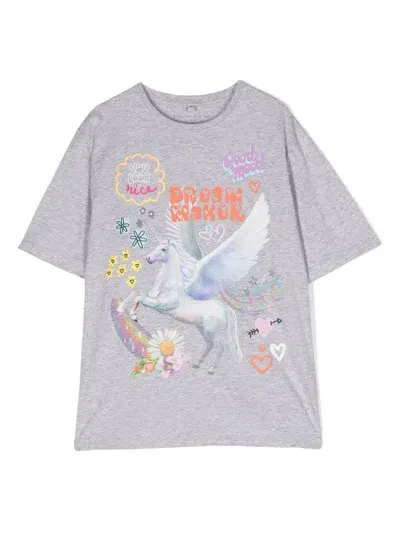 Stella Mccartney Kids' Graphic-print Cotton T-shirt In Grey