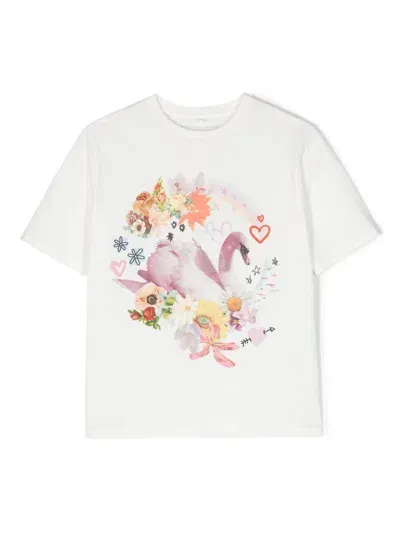 Stella Mccartney Kids' Graphic-print Cotton T-shirt In White