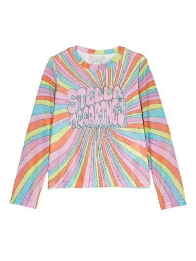 Stella Mccartney Kids' Graphic-print Mesh T-shirt In Pink