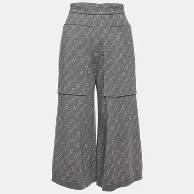 Pre-owned Stella Mccartney Grey Monogram Virgin Wool Cropped Lounge Pants Xxs