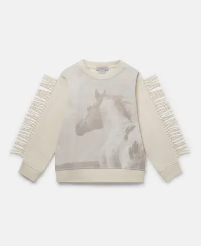 Stella Mccartney Horse Graphic Fringed Sweatshirt In Grey