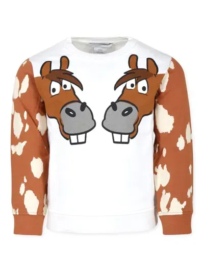 Stella Mccartney Horse-print Cotton Sweater In 白色