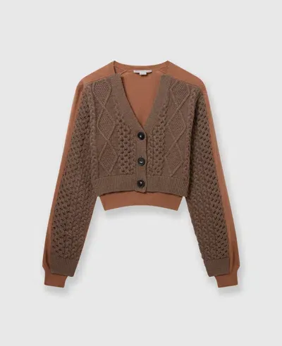 Stella Mccartney Hybrid Cropped Cardigan In Brown