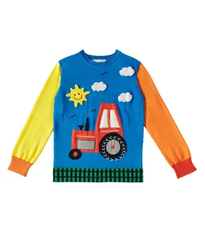 Stella Mccartney Kids' Jacquard Cotton And Wool Sweater In Multicoloured