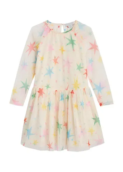 Stella Mccartney Kids' Girl's Multicolor Star-print Tulle Dress In Multi Multi