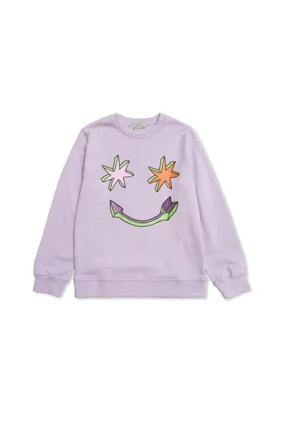 Stella Mccartney Kids' Graphic-print Organic Cotton Sweatshirt In Violett