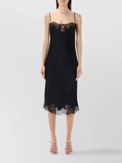 Stella Mccartney Lace Trim Midi Dress Backless In Black