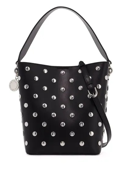 Stella Mccartney Large Frayme Bucket Bag With Studs In Black