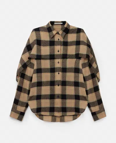 Stella Mccartney Layered Check Shirt In Beige And Black