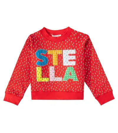 Stella Mccartney Kids' Logo Cotton Jersey Sweatshirt In Red