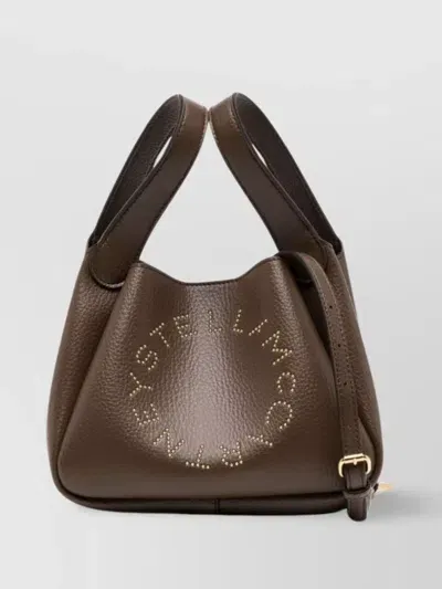 Stella Mccartney Logo-embellished Faux-leather Crossbody Bag In Marrón