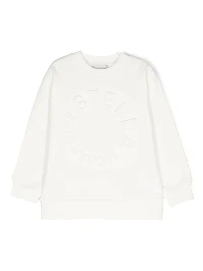 Stella Mccartney Kids' Logo-embossed Cotton Sweatshirt In White